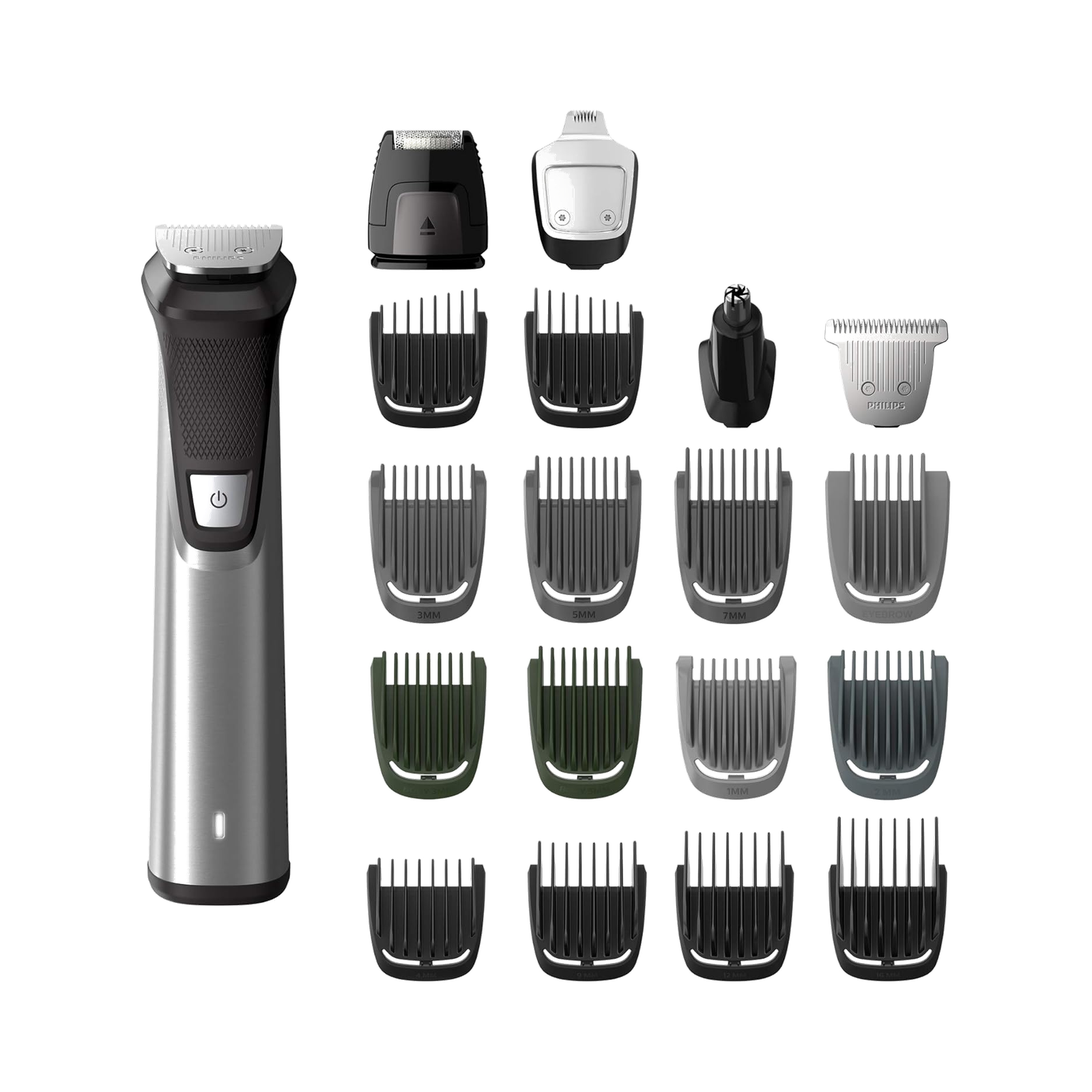 Norelco Philips Multigroom Series 7000 23 Piece Mens Grooming Kit, Trimmer for Beard, Head, Body, and Face - NO Blade Oil Needed, MG7750/49