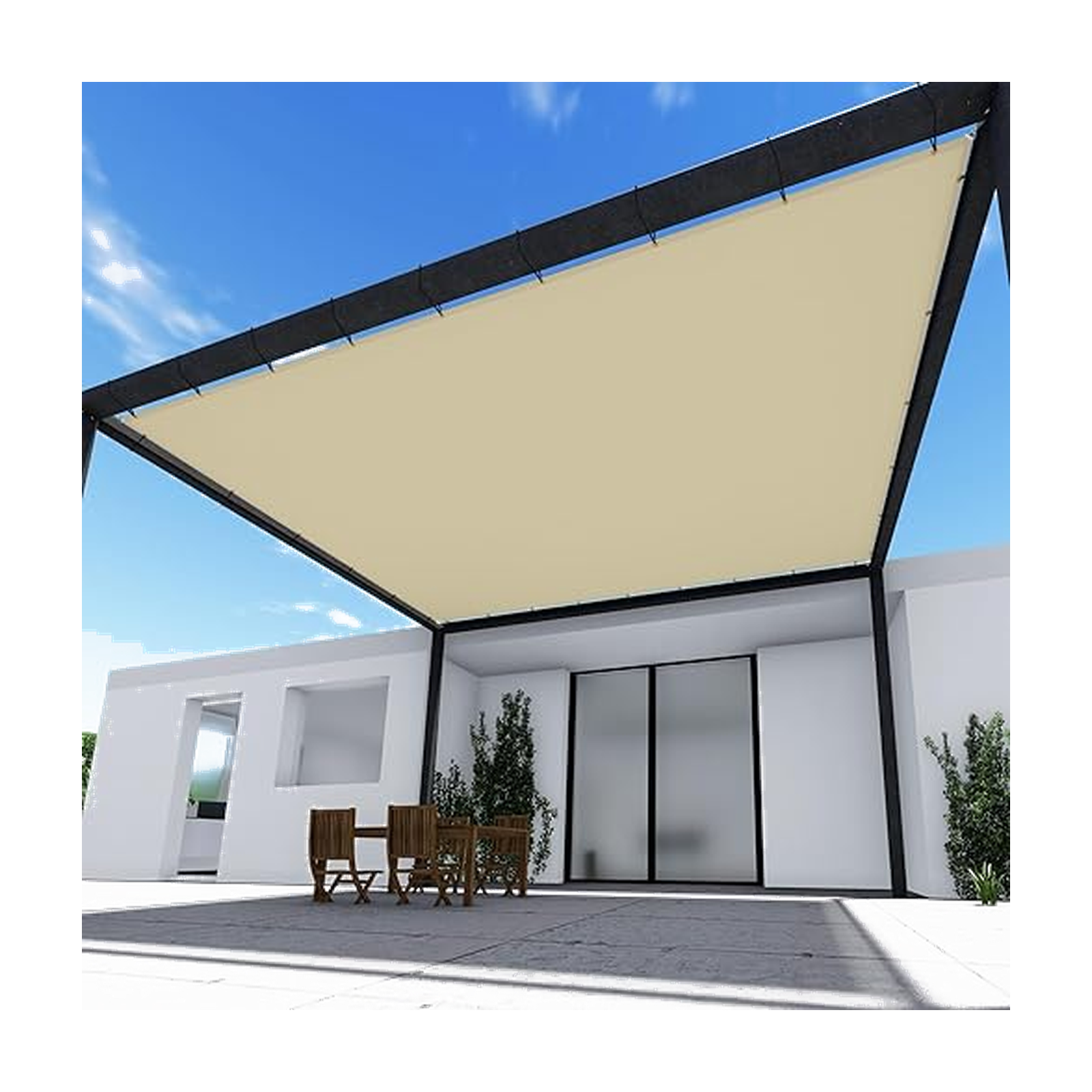 TANG 16' x 30' Waterproof Shade Cloth with Grommets, Sun Shade Sail Rectangle Straight Side, 260 GSM UV Block Fabric Patio…