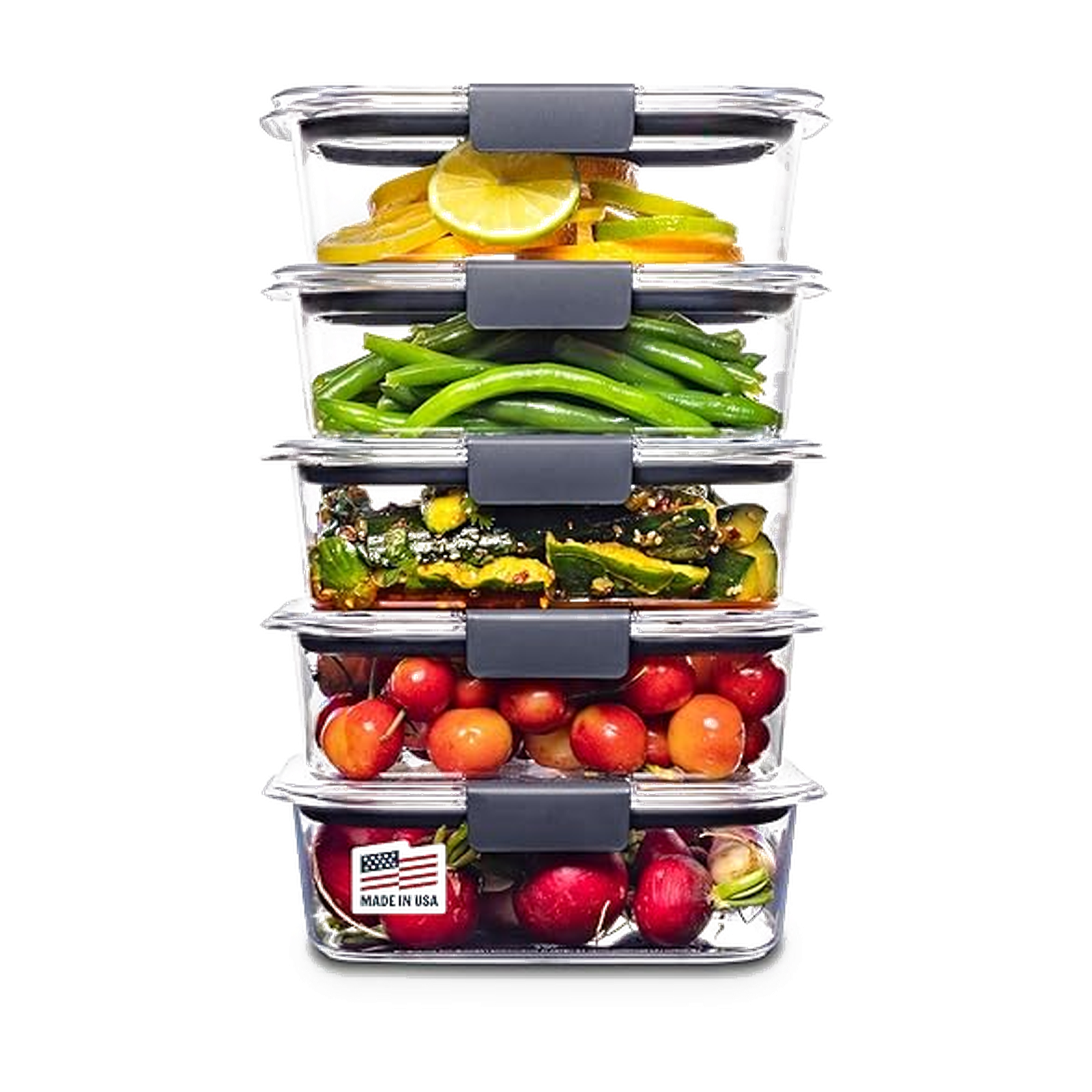 Rubbermaid Brilliance Tritan Plastic Food Storage Containers BPA Free Airtight Lids Ideal for Lunch Meal Prep & Leftovers Set of 5 (3.2 Cup)