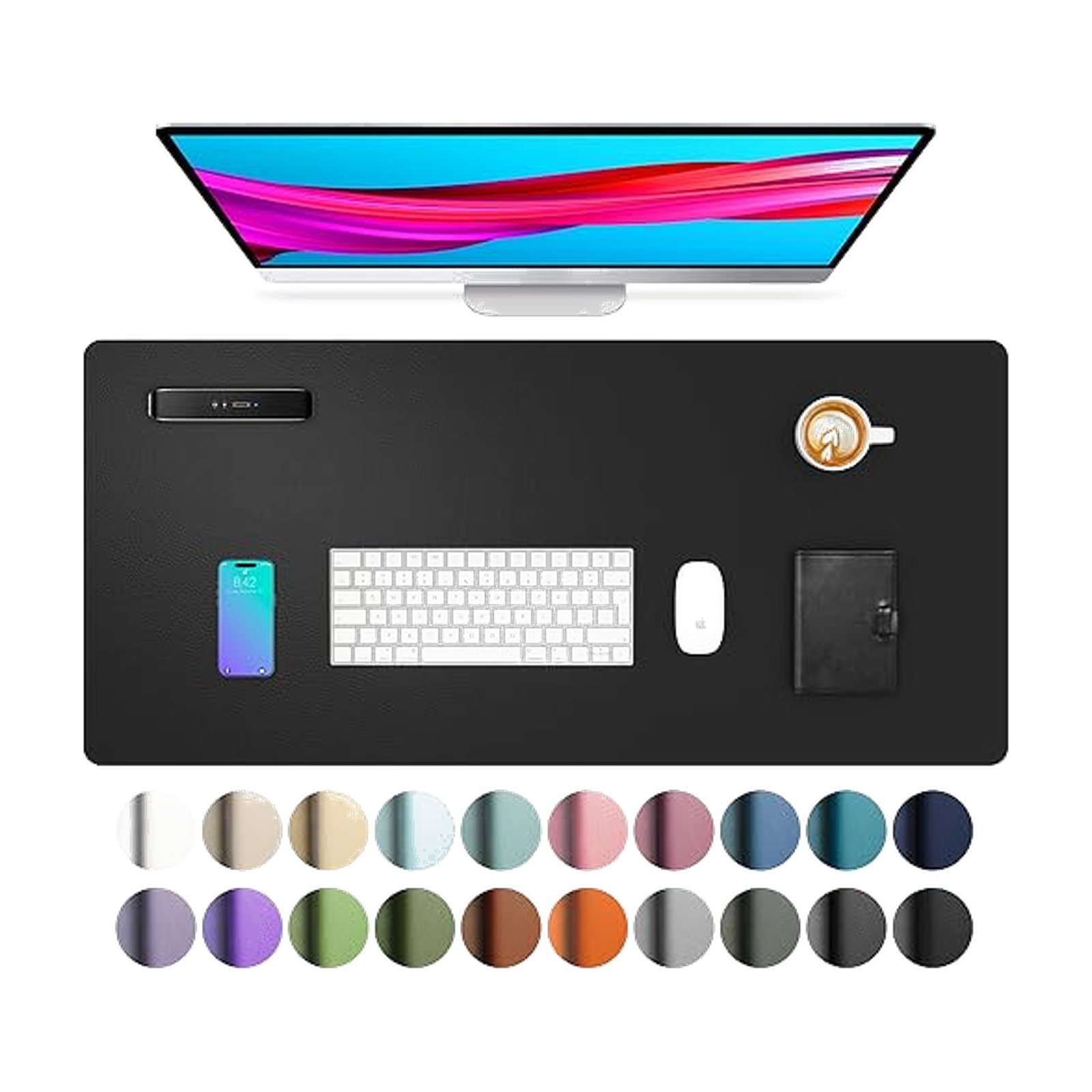 Aothia Non-Slip Waterproof PU Leather Desk Pad Protector for Mouse, Writing Desk, Office, Home, Laptop Blotter, 23.6" x…