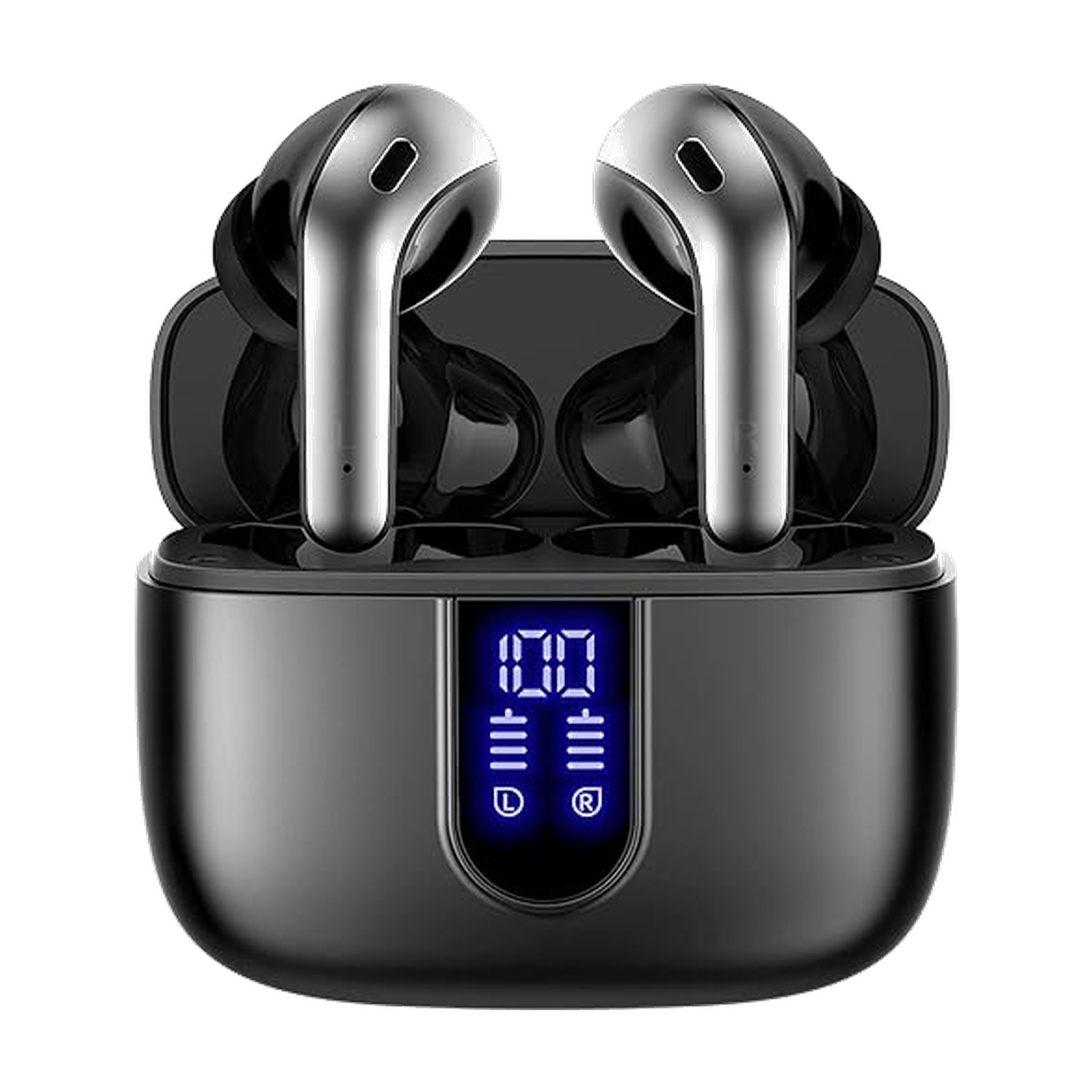 TAGRY Bluetooth Headphones True Wireless Earbuds 60H Playback LED Power Display Earphones with Wireless Charging Case IPX5 Waterproof in-Ear Ear buds with Mic for TV Smart Phone Laptop Computer Sports