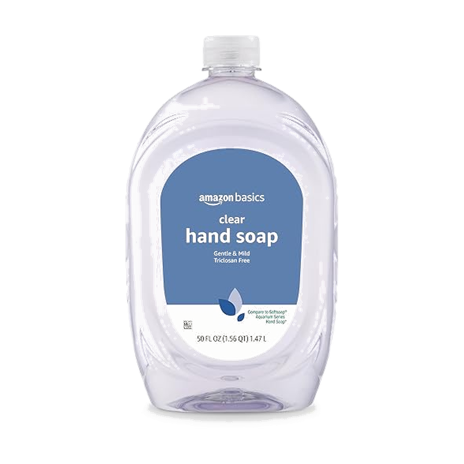 Amazon Basics Gentle & Mild Clear Liquid Hand Soap Refill, Triclosan-Free, Dermatologist-Tested, pH Balanced, Cruelty-Free, 50 Fluid Ounces, 1-Pack (Previously Solimo)