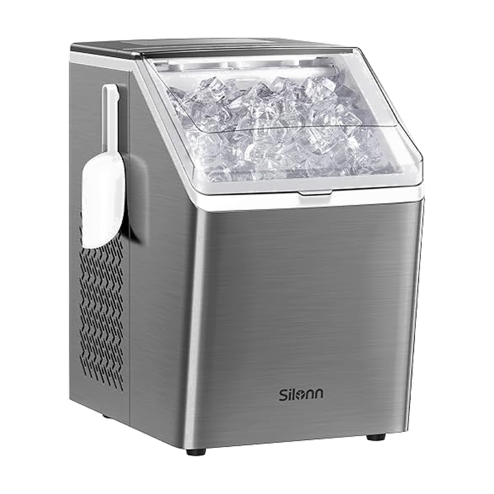 Silonn Ice Makers Countertop, 44lbs Per Day, 2 Ways to Add Water, Auto Self-Cleaning, Stainless Steel Ice Machine for…