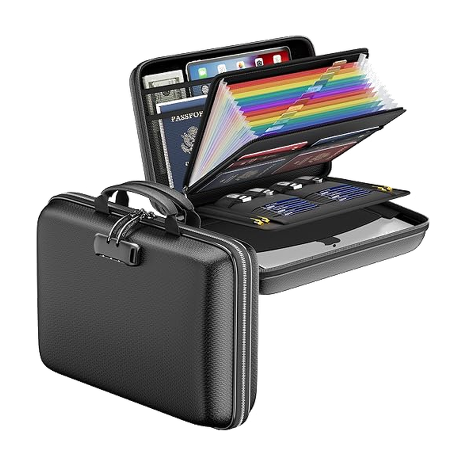 DocSafe Fireproof File Organizer with Lock, Hard-Shell Case Fireproof Document Box with 13 Pocket Accordion File Folder,…