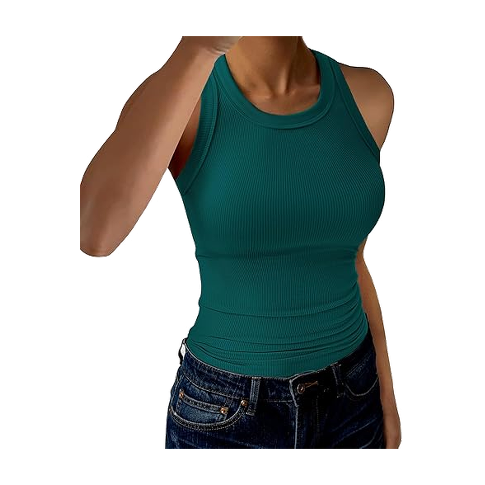 GKBK Womens Tank Tops High Neck Sleeveless Ribbed Tank Casual Basic Thick Strap Slim Fitted Racerback Shirts