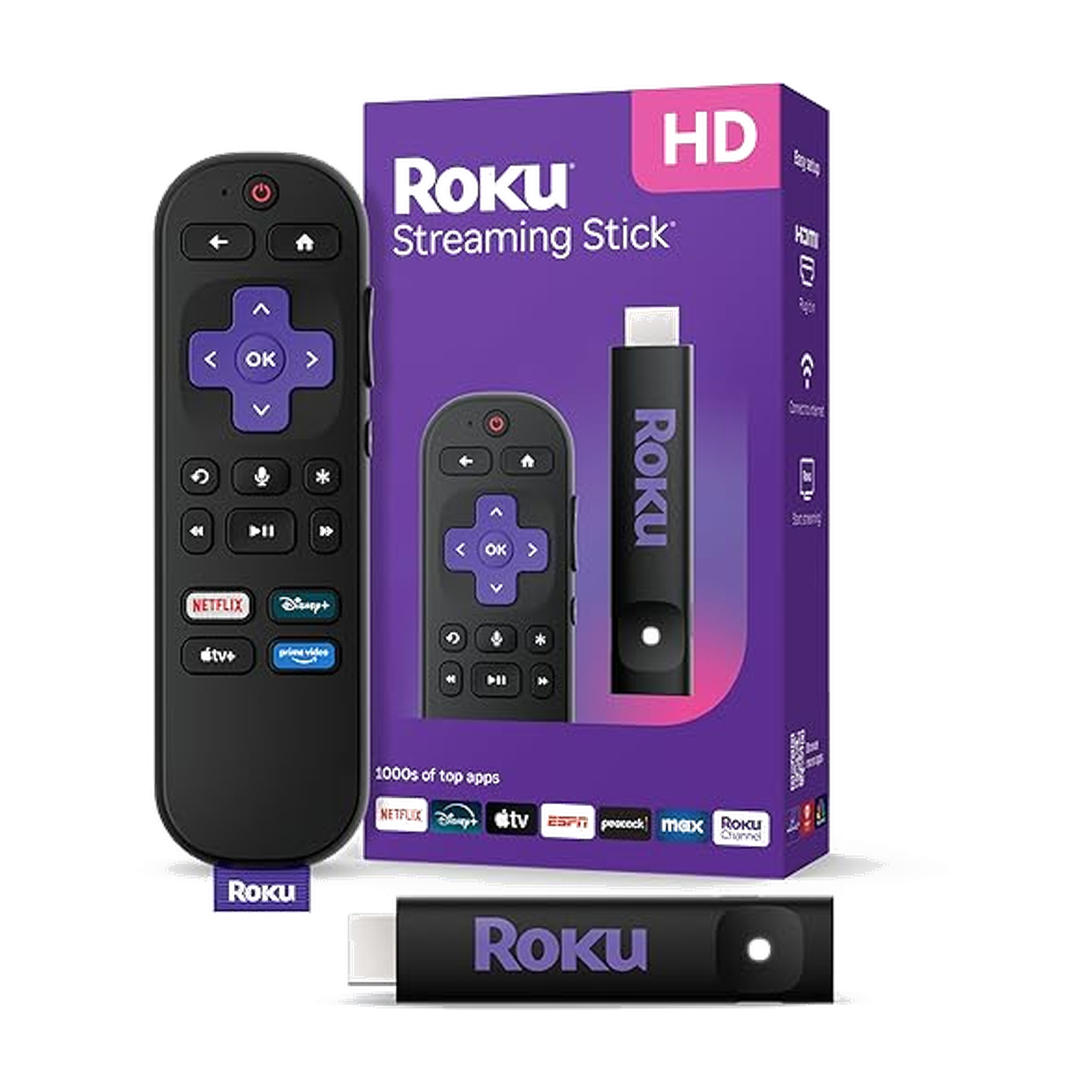Roku Streaming Stick HD — HD Streaming Device for TV with Roku Voice Remote, Free & Live TV