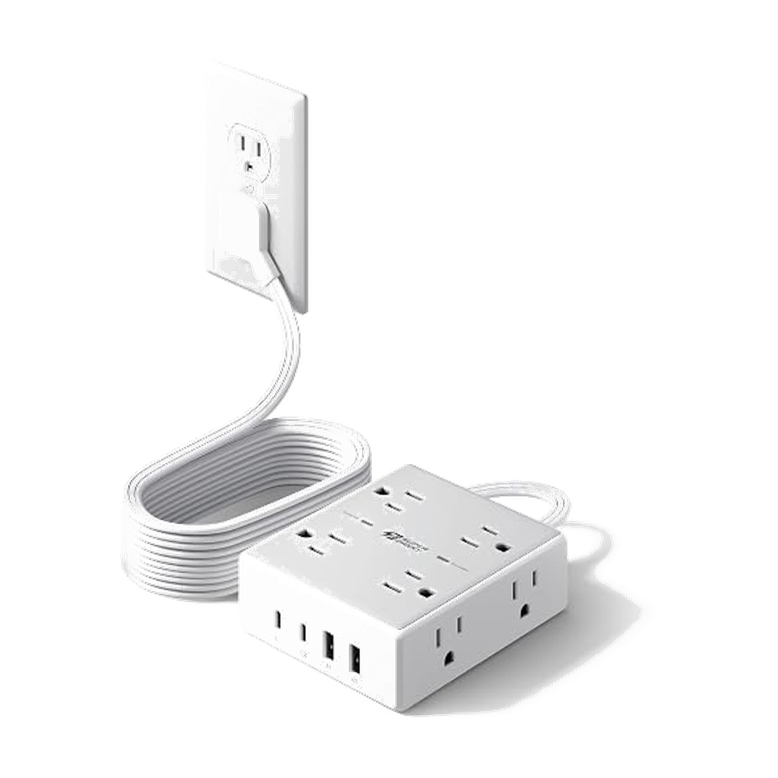 SUPERDANNY Extension Cord,Flat Plug Surge Protector Power Strip,10Ft | 8 AC & 4 USB Ports (2 USB C),Surge Protector with…