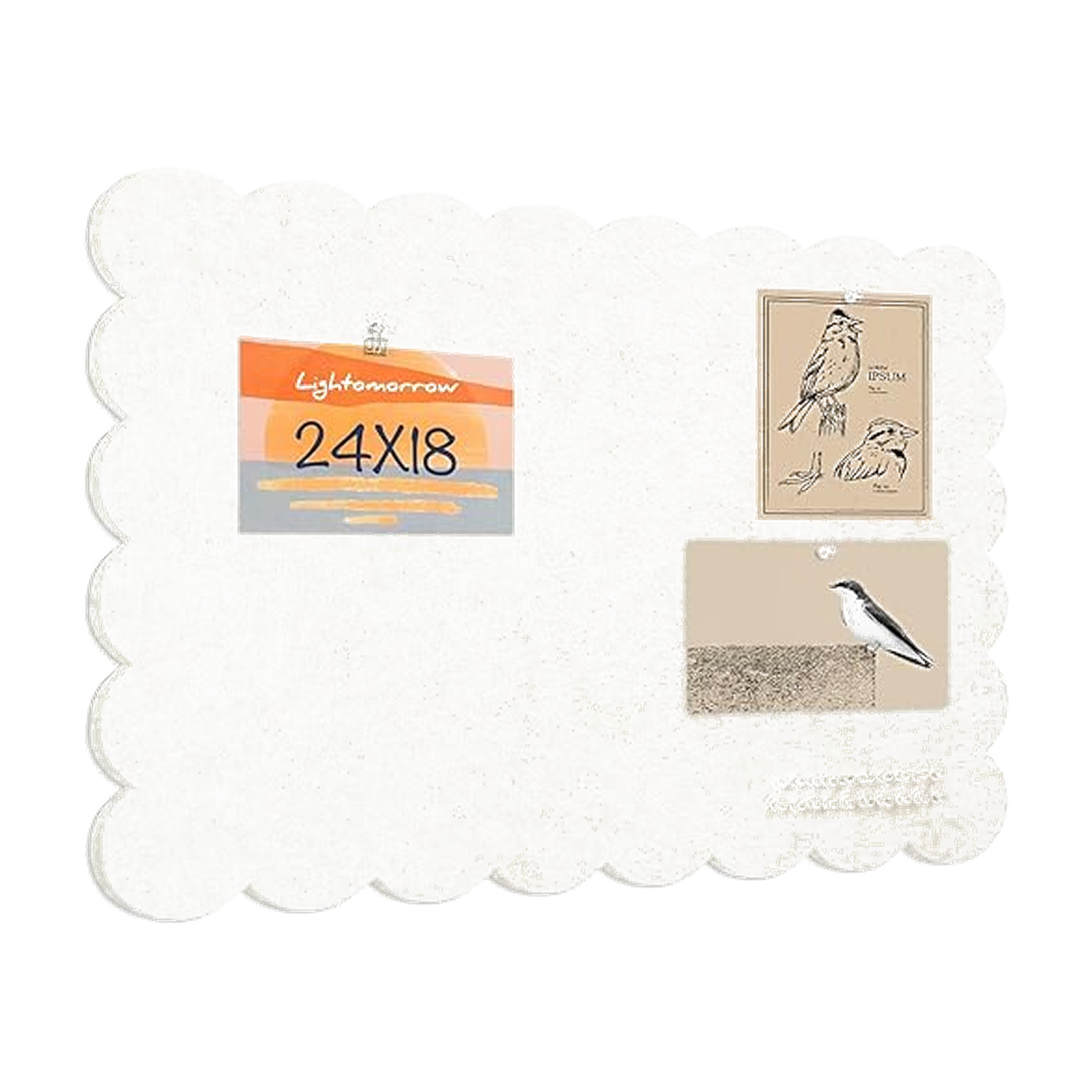 Lightomorrow Scalloped Bulletin Board, 24 x 18 Inches Felt Pin Board - Decorative Cork Alternative for Wall, Foldable…