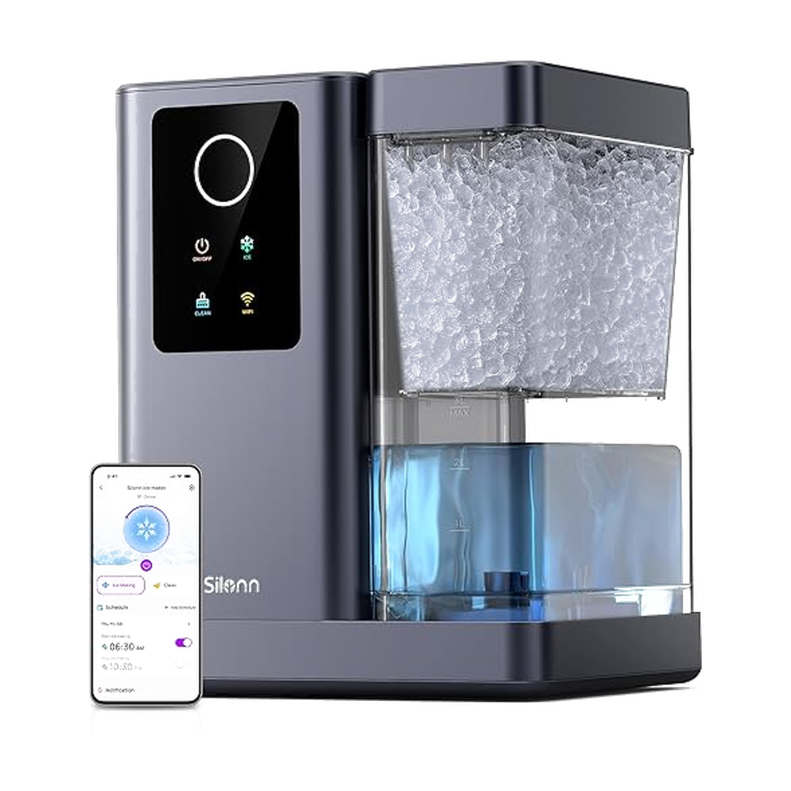 Silonn Nugget Ice Maker Countertop with APP & Voice Control, Self Cleaning Ice Machine with 3L Large Water…