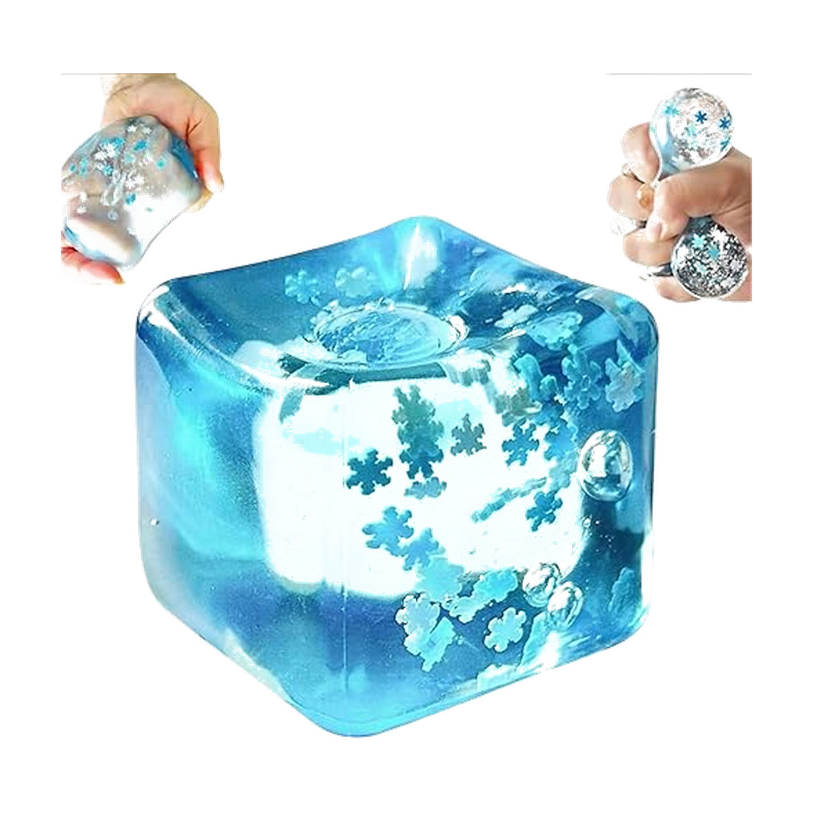Squishy Stress Cube – Slow Rising Fidget Toys for Adults, Sensory Squeeze Toy with Snowflakes, Soft Hand Toy for…