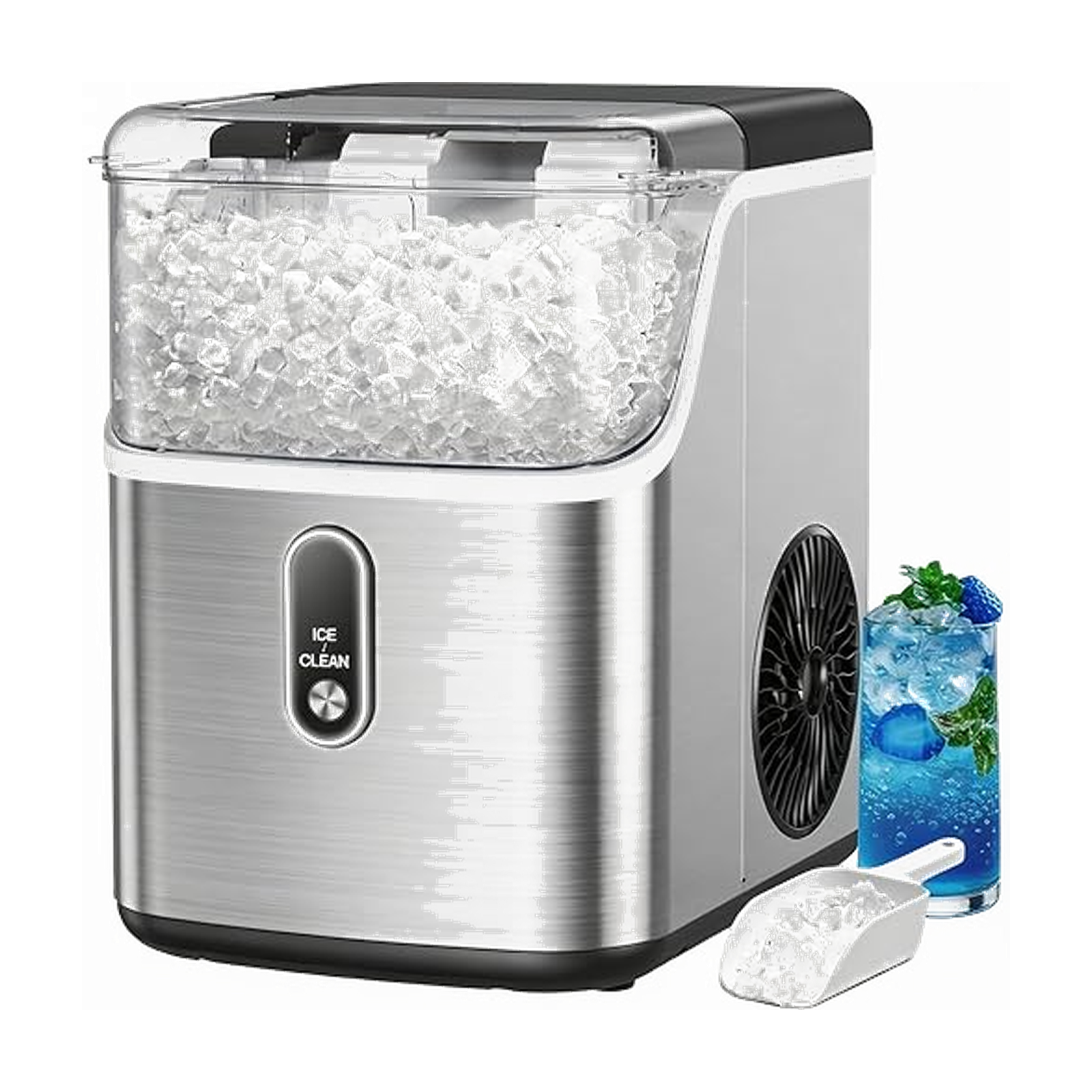 Silonn Nugget Ice Maker Countertop, Chewable Pellet Ice Machine with 33lbs Daily Produce, Pebble Ice Maker for Home Kitchen Office